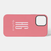 モノグラムネーム コーラルピンク iPhoneケース (裏面横)