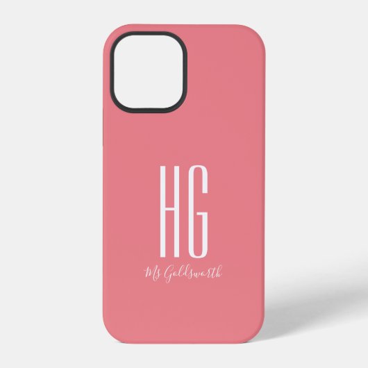 モノグラムネーム コーラルピンク iPhoneケース (裏面)