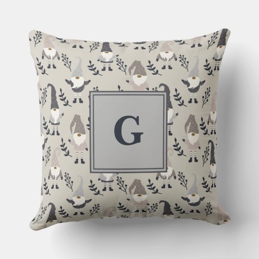 モノグラムノルディッククリスマス格言と緑の灰色 クッション (裏面)