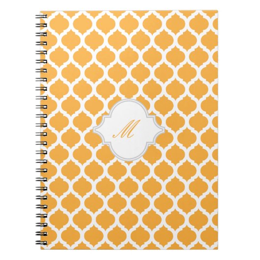 モノグラムノート付きオレンジモロッカン模様 ノートブック (正面)