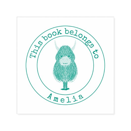 モノグラムハイランド牛この蔵書票 セルフインキングスタンプ (デザイン)