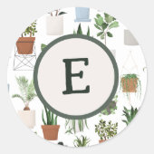 モノグラムハウスプラントボ葉タニカル植物愛好家 ラウンドシール (正面)