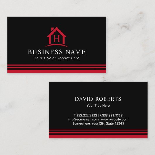 モノグラムハウスロ実在ゴエステート不動産仲介業者ブラックレッド 名刺 (正面/裏面)