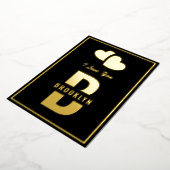 モノグラムハッピーバレンタインデーブラック金ゴールドヒップスター 箔シーズンカード (回転した状態)