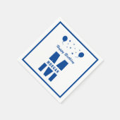 モノグラムハッピーバースデーエイジホワイトブルースターズ スタンダードカクテルナプキン (角)