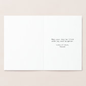 モノグラムハッピーバースデー任意の年齢ホワイトと金ゴールド 箔カード (内部)