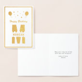 モノグラムハッピーバースデー任意の年齢ホワイトと金ゴールド 箔カード (ディスプレー)