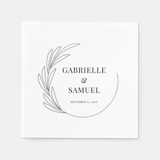 モノグラムハミニマルフ結婚リースの新婦 スタンダードカクテルナプキン (正面)