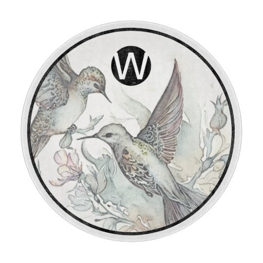 モノグラムハミングバードガラス切断板 カッティングボード (正面)