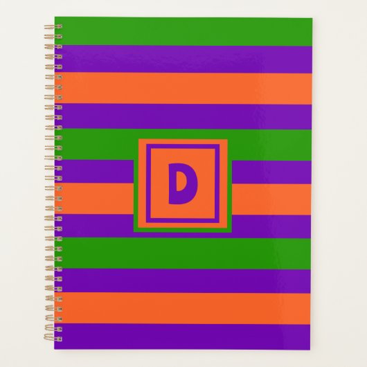 モノグラムハロウィーンパープルオレンジ&グリーン プランナー手帳 (正面)