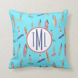 モノグラムハワイアンサーファー装飾用クッション クッション