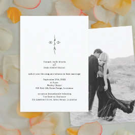 モノグラムハンドレターシック十字中央結婚の 招待状