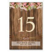 モノグラムハートとピンクローズ テーブルナンバー (正面)