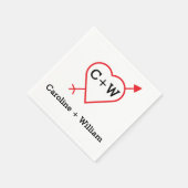 モノグラムハートと矢印 スタンダードカクテルナプキン (角)