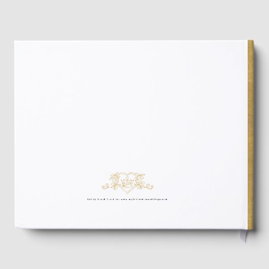 モノグラムハートの紋章手描き白結婚の ゲストブック (裏面)
