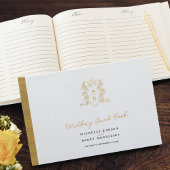 モノグラムハートの紋章手描き白結婚の ゲストブック