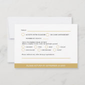 モノグラムハートの紋章手描き白結婚の 出欠カード (裏面)