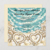 モノグラムハートオンザビーチ結婚式招待状 招待状 (正面/裏面)