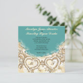 モノグラムハートオンザビーチ結婚式招待状 招待状 (スタンド正面)