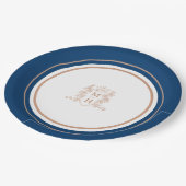 モノグラムハートクラウンバラ金ゴールド結婚ズ ペーパープレート (アングル)