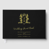 モノグラムハートクレスト金ゴールド結婚ブラックズゲスト ゲストブック (正面)