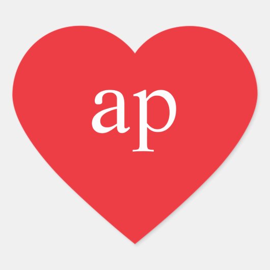 モノグラムハートシール | イニシャル赤いハートラベル ハートシール (正面)