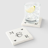 モノグラムハートバレンタインデー ストーンコースター (横)