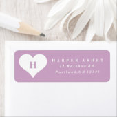 モノグラムハートパープル差出人住所 ラベル (インサイチュ)