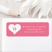 モノグラムハートピンク差出人住所 ラベル (インサイチュ)