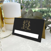 モノグラムハート紋手描き黒結婚の プレイスカード