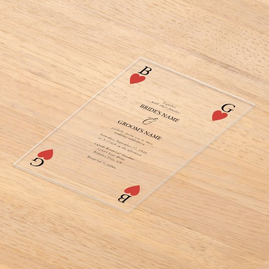 モノグラムハート遊ズカード結婚式招待状 アクリル招待状 (レイダウン)