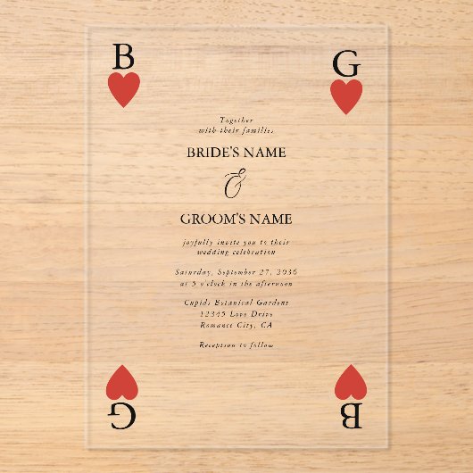 モノグラムハート遊ズカード結婚式招待状 アクリル招待状 (正面)