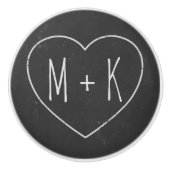 モノグラムハート黒黒板セラミックノブ セラミックノブ (正面)