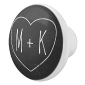 モノグラムハート黒黒板セラミックノブ セラミックノブ (右)