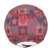 モノグラムハート&スターズパターンピンク 野球ボール (裏面)