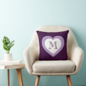 モノグラムハート – 白とラベンダー クッション (椅子)