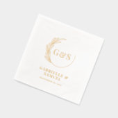 モノグラムハーフリース葉ゴールドフォイル 箔ナプキン (左)