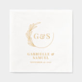 モノグラムハーフリース葉ゴールドフォイル 箔ナプキン (正面)