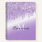 モノグラムバイオレットパープルドリッピンググリッターメタリック ノートブック (正面)