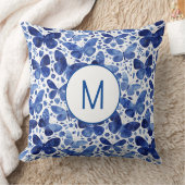 モノグラムバタフライウォーターカラーブルー クッション (ブランケット)
