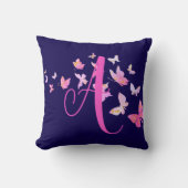 モノグラムバタフライブルーピンク クッション (正面)