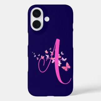 モノグラムバタフライブルーピンク iPhone 16ケース