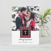 モノグラムバッファロープレイドレッドブラックメリークリスマス シーズンカード (スタンド正面)