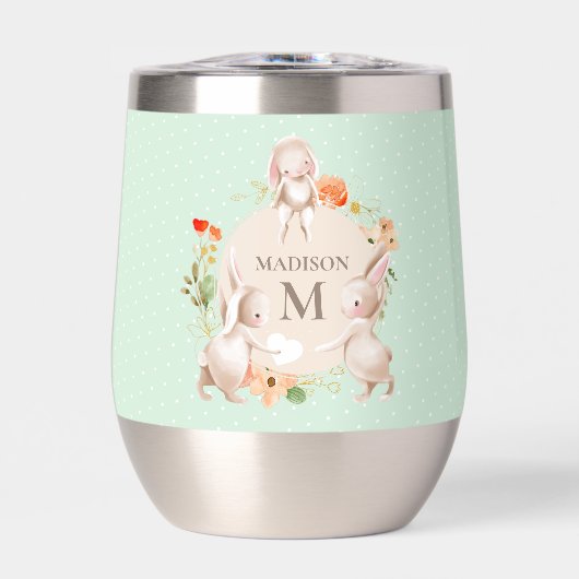 モノグラムバニーウサギフローライースターパーソナライズされた (正面)