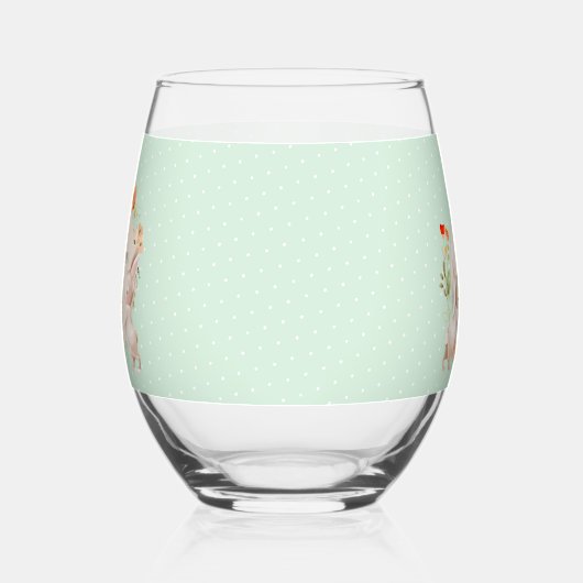 モノグラムバニーウサギフローライースターパーソナライズされた ステムなしワイングラス (左)