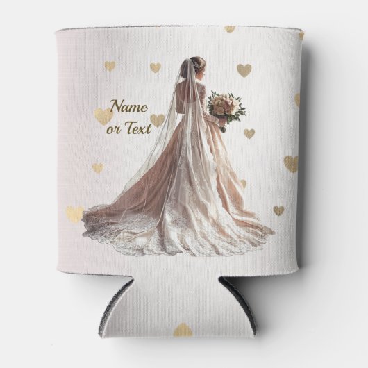 モノグラムバラウィンターウェディングブライドゴールデンハート 缶クーラー (正面)