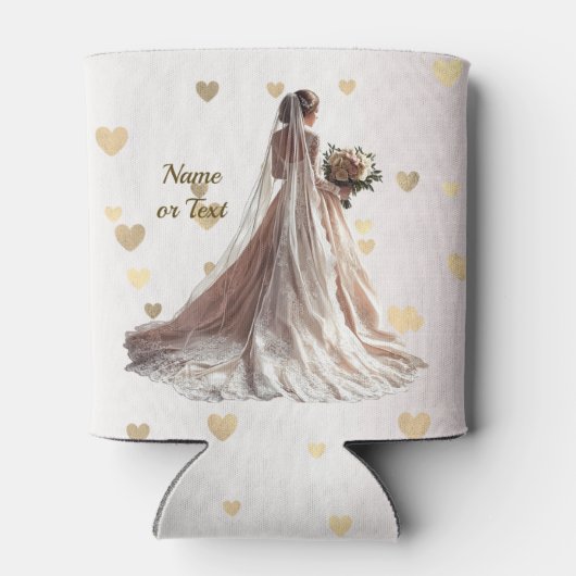 モノグラムバラウィンターウェディングブライドゴールデンハート 缶クーラー (裏面)