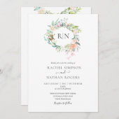 モノグラムバラグリーン結婚リーフローラ 招待状 (正面/裏面)