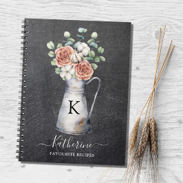 モノグラムバラコットンユーカリプトゥスジャグブラックレシピ ノートブック