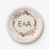 モノグラムバラゴールド結婚フォイル ペーパープレート (正面)